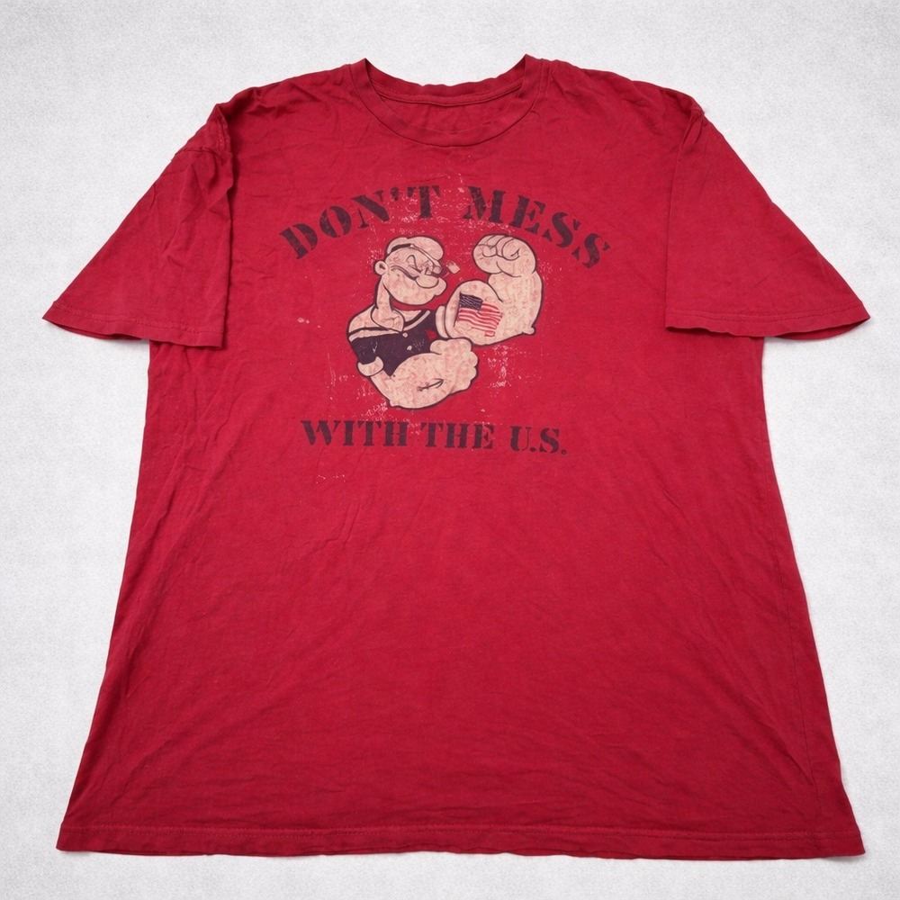 Popeye T Shirt XL Red Don't Mess With The US Graphic Cartoon Tee USA